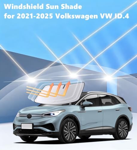 Windshield Sun Shade for 2021-2025 Volkswagen VW ID.4 Foldable Car Front Window Sunshade Accessories 240 T Sun Visor Protector Reflective Cover Block UV Rays & Sun Heat - Image 2