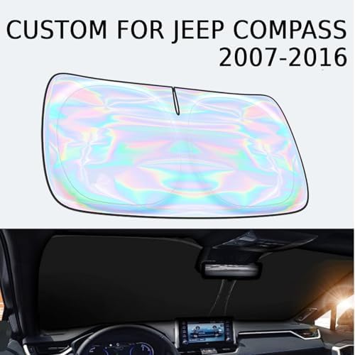 Windshield Sun Shade for Jeep Compass 2007-2014 2015 2016-4 Layers Sunshade Compatible with Jeep Compass Foldable Front Window Sunshade Sun Visor Protector Block UV Rays Keep Your Car Cooler - Image 2