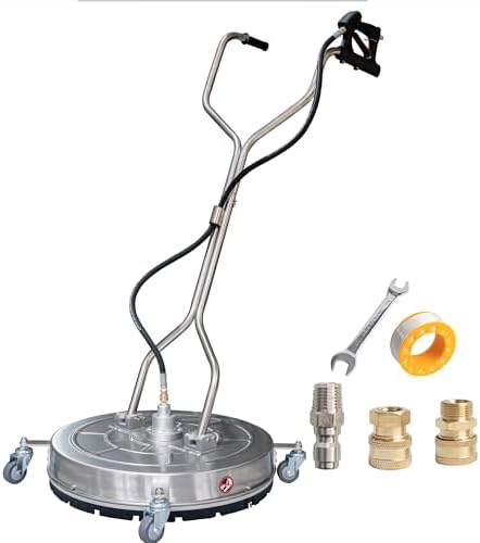 Hourleey 30" Pressure Washer Surface Cleaner with Dual Handles, Stainless Steel Surface Cleaner with 4 Wheels for Driveways, Pathway, Sidewalks, Patios, Decks, 4500 PSI with 3/8" Quick Connector Kit by Hourleey