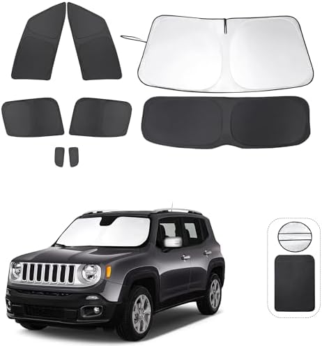 TINGLU Window Shades for Jeep Renegade 2015-2024 Accessories Car Side Full Windows Rear Triangular Windshield Sun Shade Sun UV Rays Privacy Protection for Camping Napping 8PCS by TINGLU