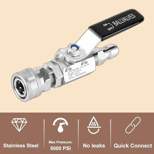 POWER TOWN Ball Valve Pressure Washer, 3/8 Inch Quick Connect 5000 PSI - Image 2