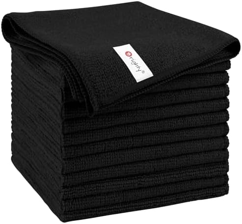 Orighty Microfiber Cleaning Cloth, Cleaning Rags, 12 Pack, 12x11 in, Black by AllRightinOrighty
