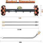 2-in-1 Can Move Horizontally Pressure Washer Undercarriage Cleaner Water Broom, 15" Surface Cleaner Power Washer Attachment with 4 Nozzles 3 Extension Rods andSpare Wheel，4000 PSI (15inch) - Image 6