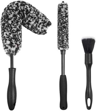 3PCS Wheel Brush Kit for Cleaning Wheel and Tire, Wheel and Rim Brush, Car Detailing Brushes, Bendable & Durable Car Wheel Rim Cleaner Brush Set,Car Detailing Cleaning Brush Supplies Kit by NIKCOSMK
