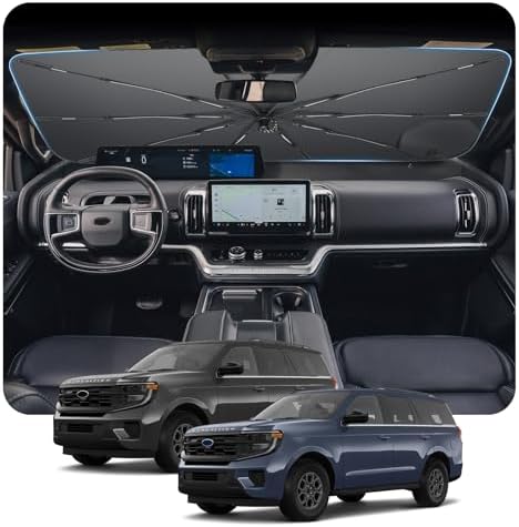 for Windshield Sunshade Umbrella for 2025 Ford Expedition, Custom Fit Windshield Sun Protector Cover, 6-Layer Heat-Resistant Fabric, Ultra-Strong Fiberglass Frame (for 2025+ Ford Expedition) by BSTW