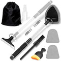 Gray Windshield Cleaner Tool, Car Interior Cleaning Kit with Extendable Handle and 3 Reusable Microfiber Pads, Auto Glass Wiper and Detailing Brush Kit for Car & Home Window by Vioview