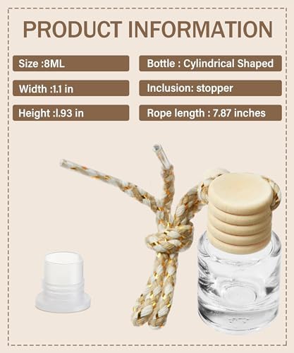 ESEWALAS 20 Pcs Car Air Fresheners, Hanging Diffuser Empty Glass Perfume Bottles, Aromatherapy Fragrance Perfume Pendant Glass Vials for Car Decor - Image 2