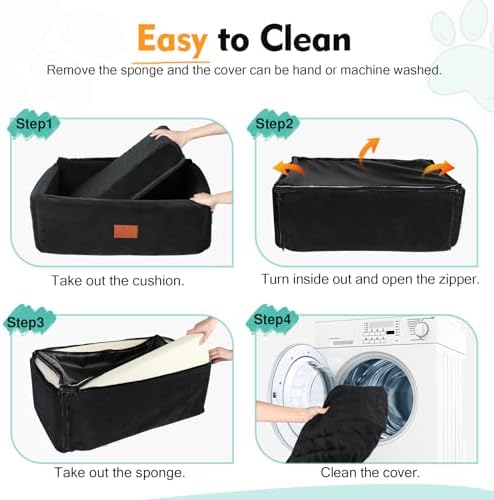 NEEZUKAR Dog Car Seat for Large Medium Size Dogs, Pet Car Seat Under 55 lbs | Thick Cushion, Detachable Washable Dog Booster Seat for 2 Small Dogs, Travel Dog Car Bed with Storage Pockets, 2 Safety Belts - Image 5