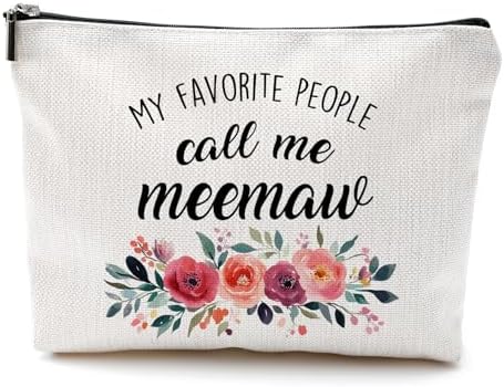 DILSJ Meemaw Gifts Makeup Bag, Grandma Gifts For Christmas From Grandkids Cosmetic Bags For Women, My Favorite People Call Me Meemaw Zipper Makeup Pouch Travel Organizer Toiletry Bag by DILSJ