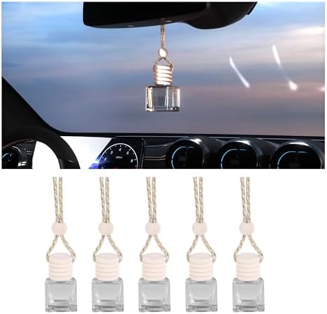5 Pack 8 ml Empty Hanging Car Diffuser Bottles, Square by Unknown