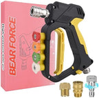 BEAR FORCE High Pressure Washer Short Spray Gun Inlet M22-ID14mm Max 5000 PSI with Nozzle Tips Holder & M22-15mm Connector & 3/8'' Quick Connector Swivel, Power Washer Gun Compatible with Foam Cannon by BEARFORCE