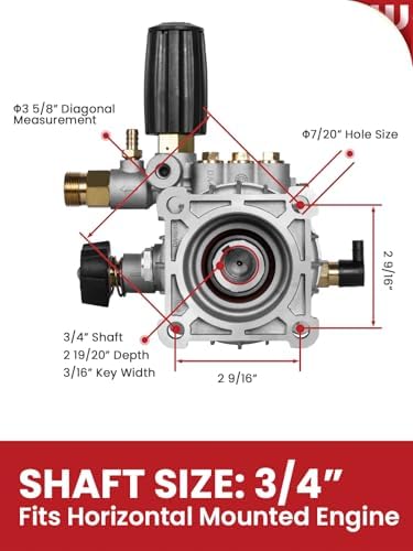 WOJET Horizontal Self-Priming Pressure Washer Pump 3/4"Shaft 3400PSI 2.5GPM - Image 5