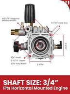 WOJET Horizontal Self-Priming Pressure Washer Pump 3/4"Shaft 3400PSI 2.5GPM - Image 5