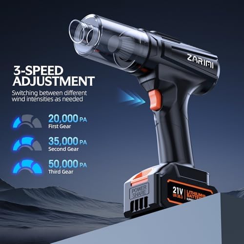 Car Vacuum Portable Cordless, 50000Pa Strong Suction Brushless Motor, Handheld Vacuum with 2 Batteries & Charger, 6-in-1 Rechargeable Vacuum Cleaners for Home, Pet Hair & Keyboard Ink Black - Image 3