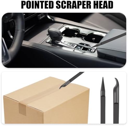 14 Pcs Plastic Crevice Cleaning Tool Car Detailing Spatula Set Black Scraper Tool Non-scratch Small Putty Knife Anti-static Tweezers for Tight Spaces - Image 6