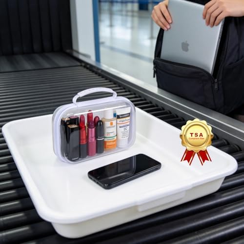 3 Pack Clear Hard Shell Zipper Storage Case Deep Capacity Organizer Pouches | PET Waterproof Transparent Bags with Handle 1.2mm Thick for Makeup Toiletries Cosmetics Toys Art Supplies Travel Essentials - Image 7