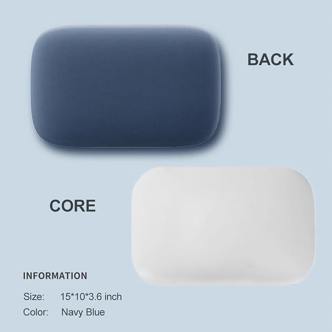 Lumbar Support Pillow Cooling for Summer Slim Soft Lower Car Seat Back | Latex Memory Foam Waist Support Cushion, for Auto Chair Sofa Recliner Nap Thin, Office Accessories Pressure Relief, Navy Blue - Image 5