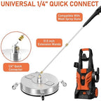 16.5" Pressure Washer Surface Cleaner with 4 Wheels, 4000 PSI Max Stainless Steel Surface Cleaner for Pressure Washer, 2 Extension Wands, 1/4" Quick Plug, for Concrete, Patio, Sidewalk, Deck - Image 6