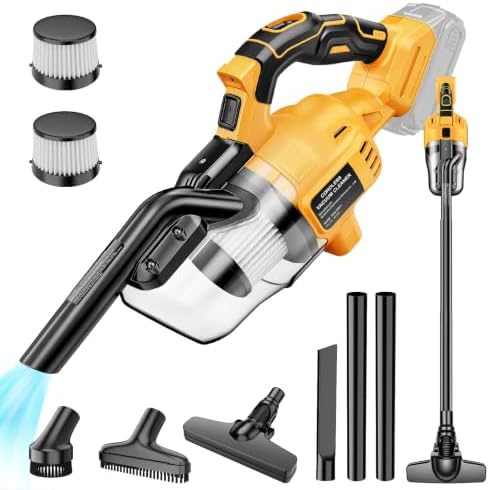 Cordless Vacuum Compatible with Dewalt 20V Battery, Portable Handheld Vacuum Cleaner with 2 HEPA Filter, 4 Multi Nozzle, Power Shop Vacuum for Home, Car, Floor, Carpet (Battery Not Included) by CAMXTOOL