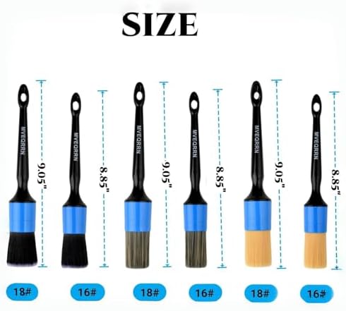 MVEQRRN 6pcs Car Detailing Brush Set,Boars Hair Detail Brushes(Blue) - Image 2