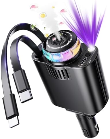 Smart Retractable Car Charger 69W USB C Fast Charge Air Freshener Starlight by LUIENAO