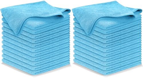 USANOOKS Microfiber Cleaning Cloth - Turq - 24Pcs (12.5x12.5 inch) High Performance - 1200 Washes, Ultra Absorbent Car Towel Traps Grime & Liquid for Streak-Free Mirror Shine - car Washing Cloth by USANOOKS