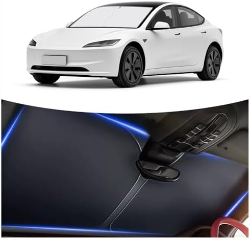 Car Windshield Sun Shade Compatible with Te/SLA 2017-2026 Model 3/Y,Oxford Cloth Sun Shade for Car Windshield with Foldable Design,Windshields Cover Suns Shades with Storage Bag by Aokdom