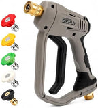Pressure Washer Short Gun 5000 PSI with 5 Nozzle Tips, M22-14mm Fittings, Heavy Duty Power Washer Spray Gun with Ergonomic Handle for Car Wash, Detailing, and Cleaning by SEPLY