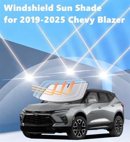 Windshield Sun Shade for 2019-2025 Chevrolet/Chevy Blazer, 4-Layer 240T Foldable UV Block Car Accessory to Cool Interior - Image 2