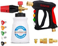DUSICHIN Foam Cannon Short Pressure Washer Gun 1/4 Inch Quick Connector,5 Pressure Washer Nozzle Tips Car Wash Foam Gun 3/8'' Swivel Quick Connector,M22-14mm M22-15mm Fitting,Not Use with Garden Hose by DUSICHIN