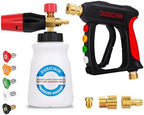 DUSICHIN Foam Cannon Short Pressure Washer Gun 1/4 Inch Quick Connector,5 Pressure Washer Nozzle Tips Car Wash Foam Gun 3/8'' Swivel Quick Connector,M22-14mm M22-15mm Fitting,Not Use with Garden Hose by DUSICHIN
