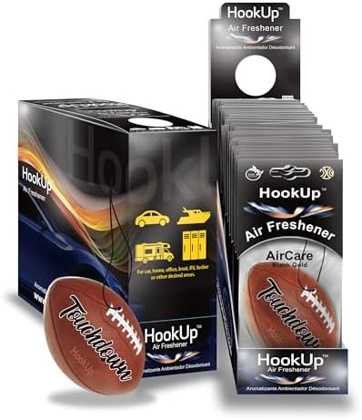 Football Car Air Freshener by HookUp - 25 Pack - Black Gold Scent (Extra Strong) | Unique Football Gift for Players, Coach, Fans | Hanging Car Accessory with Long Lasting Fresheners Smell by HookUpAirCare