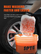 SPTA Car Wash Kit, Clean & Car Wash Kit (9 Items, Including 2-16oz. Car Wash Shampoo, 1Pc Microfiber Mitts,1Pc Red Car Wash Sponge, 2Pcs 16"x16" Microfiber Detail Towels and 3Pcs Car Detail Brush - Image 5