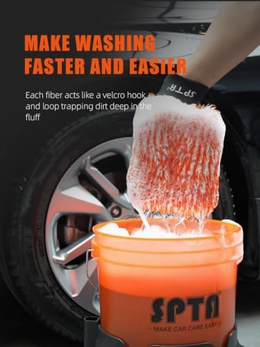 SPTA Car Wash Kit, Clean & Car Wash Kit (9 Items, Including 2-16oz. Car Wash Shampoo, 1Pc Microfiber Mitts,1Pc Red Car Wash Sponge, 2Pcs 16"x16" Microfiber Detail Towels and 3Pcs Car Detail Brush - Image 5