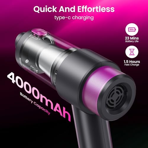 Car Vacuum Handheld Vacuum Cleaner, 12000PA Suction, Mini Vacuums with Air Duster and Blower, Portable Hand Held Vacuum for Car, House, Crumbs, Hair (Pink) - Image 3