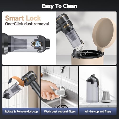 Car Vacuum Portable Cordless, Foldable Handheld Vacuum with Brushless Motor, 22000PA High Power Mini Hand Vacuum Cleaner & Air Blower & Duster & Pump for Home, Pet, Office - Image 7