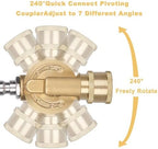Pressure Washer Pivoting Coupler Kit - 240 Degree Rotation, Includes Gutter Cleaner Attachment, 7 Spray Nozzle Tips with Holder,1/4" Quick Connect - 4500 PSI - Image 2
