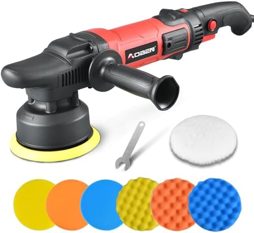 AOBEN Buffer Polisher,5 inch Dual Action Polisher,Long Orbit 16mm Random Buffer Polisher kit with 6 Variable Speed 1000-5500rpm,Detachable Handle,7 Buffing Pads for Car Detailing Polishing and Waxing by AOBEN