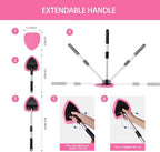 Qydipclin 7pcs Windshield Cleaner Tool Car Window Cleaning Wash Kit with 4 Reusable Microfiber Pads 1 Spray Bottle and Extendable Handle Auto Glass Wiper Kit, Pink - Image 4