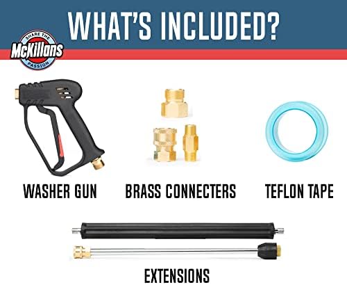 McKillans® Pressure Washer Gun Replacement M22 Inlet with Extension with 1/4” Quick Connector Coupler - Image 6