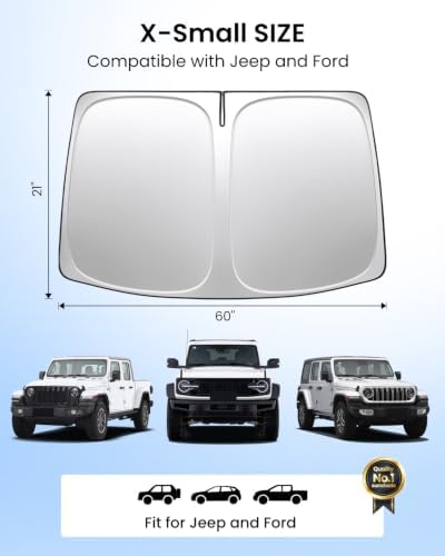 REEVAA Car Windshield Sun Shade for Jeep Wrangler, XS (60''L x 21''W) - Image 5