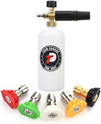 Tool Daily Foam Cannon with 1/4 Inch Quick Connector, 1 Liter, 5 Pressure Washer Nozzle Tips by ToolDaily