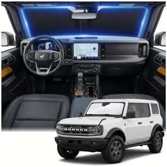 Windshield Sun Shade for Ford Bronco 2021-2024 2025 2026 Front Window Shade Custom Fit Bronco Accessories Sun Visor Foldable Shade Blocks UV Rays Summer Must Have Car Accessories by AuyNeas