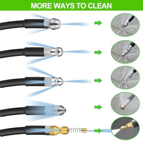 Sewer Jetter Kit 100 FT for Pressure Washer, 5800 PSI Drain Cleaner Hose - Image 4