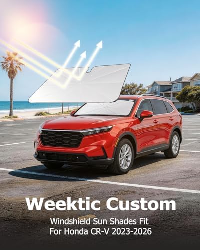 Weektic Custom Windshield Sun Shade Umbrella for Honda CR-V 2023-2026, [Double Thickened Ice Crystal Coating] Sun & Heat Protection, Keep Vehicle Cool & Protect Interior - Image 4