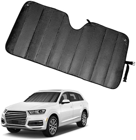 Car Window Shades, Front Window Sunshade Cover, Keep Vehicle Cool, Foldable Blocks Car Accessories (Black, 57x27In) by Unknown