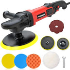 AOBEN 6/7 inch Buffer Polisher,Rotary Car Buffer,1600W Car Polisher Waxer Kit with 6 Variable Speed 1000-3500RPM & 4 Polishing Pads,Detachable Handle for Car Polishing and Waxing by AOBEN
