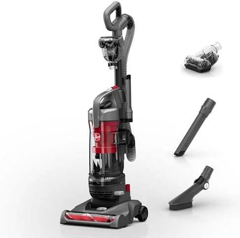 Hoover Rewind Pet Upright Bagless Vacuum Cleaner for Carpet and Hard Floors, Automatic Cord Rewind, Above Floor Cleaning Corded Vacuum Cleaners for Home Use, Gray by Hoover