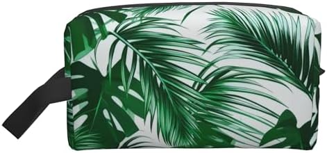 Tropical Palm Leaf Makeup Bag - Durable 600D Oxford Fabric Travel Cosmetic Bag, Shockproof Foam Padded Toiletry Organizer for Gym & Daily Use 10x6.2x4.9 Inch by OLUSENMO