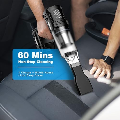 Car Vacuum Cordless, 35000PA Strong Suction Handheld Vacuum with 2 Detachable Batteries, 60Min Runtime Portable Vacuum Cleaner for Car Detailing, Pet Hair, Home Couch & Office, 350ML XL Dust Cup - Image 6